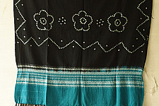 Winter's Call ❁ Tie & Dyed | Kutchi Bhujodi Weaving - Bandhani ( Tie-dyed ) Woolen Shawl - Black & Blue