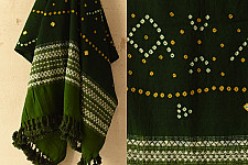  Winter's Call ❁ Bandhani Bhujodi Shawl - Green