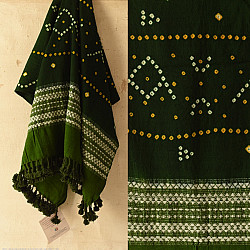  Winter's Call ❁ Bandhani Bhujodi Shawl - Green