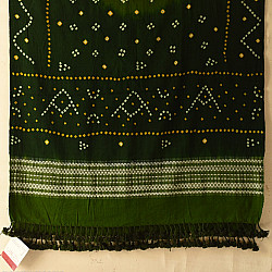  Winter's Call ❁ Bandhani Bhujodi Shawl - Green