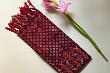 Rasika . रसिका ~ Handloom Patola Silk Cotton Stole - Maroon Butta