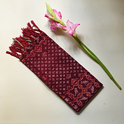Rasika . रसिका ~ Handloom Patola Silk Cotton Stole - Maroon Butta