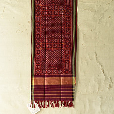 Rasika . रसिका ~ Handloom Patola Silk Cotton Stole - Maroon Butta