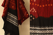  Winter's Call ❁ Bandhani Bhujodi Shawl - Maroon & Black