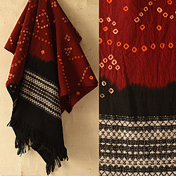  Winter's Call ❁ Bandhani Bhujodi Shawl - Maroon & Black