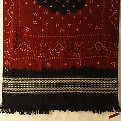  Winter's Call ❁ Bandhani Bhujodi Shawl - Maroon & Black