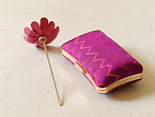 A pocket full of joy ~ Patola Clutch Purse / Sling Bag - Purple Zig Zag