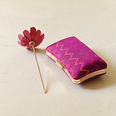 A pocket full of joy ~ Patola Clutch Purse / Sling Bag - Purple Zig Zag