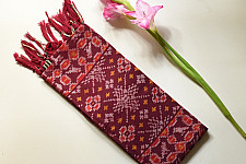 Rasika . रसिका ~ Handloom Patola Silk Cotton Stole - Maroon Navaratna Patola Style