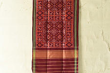 Rasika . रसिका ~ Handloom Patola Silk Cotton Stole - Maroon Navaratna Patola Style