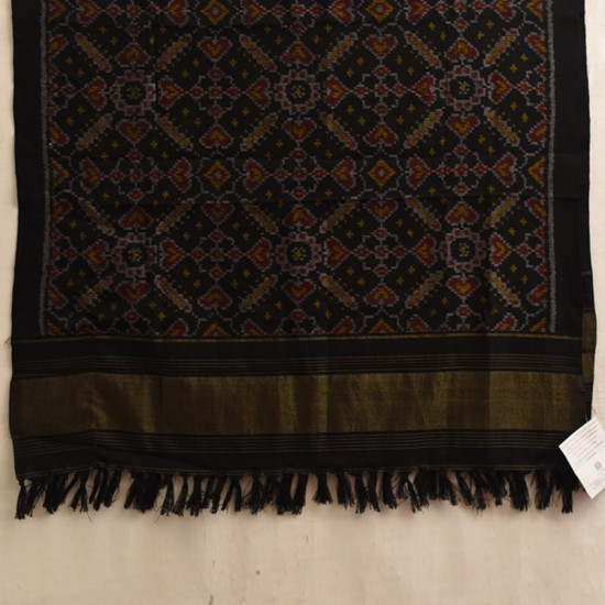 shop Handwoven Woolen Patola Black Shawl