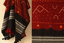  Winter's Call ❁ Bandhani Bhujodi Shawl - Maroon