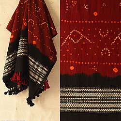  Winter's Call ❁ Bandhani Bhujodi Shawl - Maroon