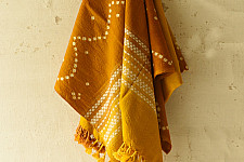 Winter's Call ❁ Tie & Dyed | Kutchi Bhujodi Weaving - Bandhani ( Tie-dyed ) Woolen Shawl - Mustard Yellow