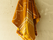 Winter's Call ❁ Tie & Dyed | Kutchi Bhujodi Weaving - Bandhani ( Tie-dyed ) Woolen Shawl - Mustard Yellow