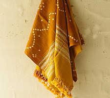 Winter's Call ❁ Tie & Dyed | Kutchi Bhujodi Weaving - Bandhani ( Tie-dyed ) Woolen Shawl - Mustard Yellow