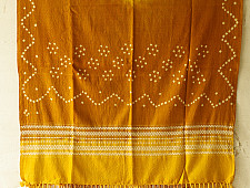 Winter's Call ❁ Tie & Dyed | Kutchi Bhujodi Weaving - Bandhani ( Tie-dyed ) Woolen Shawl - Mustard Yellow