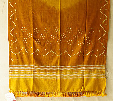 Winter's Call ❁ Tie & Dyed | Kutchi Bhujodi Weaving - Bandhani ( Tie-dyed ) Woolen Shawl - Mustard Yellow