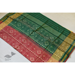 Champa - Chakli . चंपा - चकली | Silk Patola Saree - Golden / Orange Ganga Jamuna Style Patola