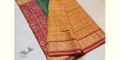 Champa - Chakli . चंपा - चकली | Silk Patola Saree - Golden / Orange Ganga Jamuna Style Patola