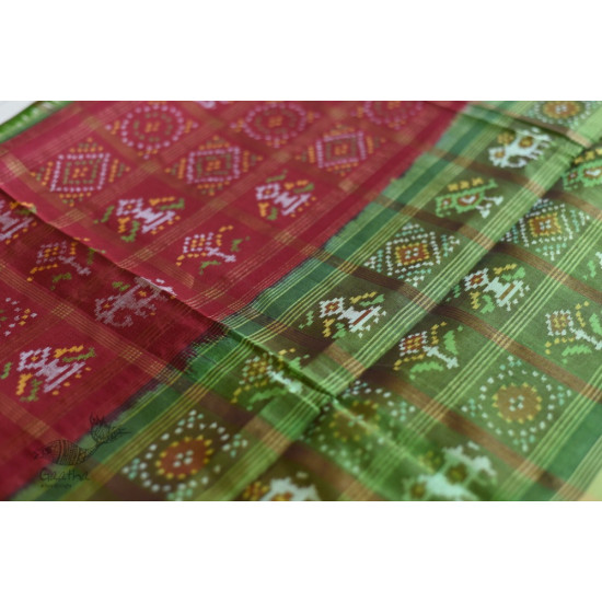 shop Patola Silk Handwoven saree White & Red