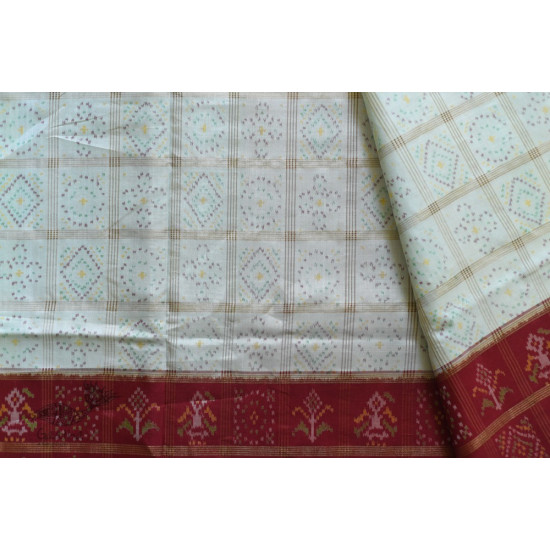 shop Patola Silk Handwoven saree White & Red