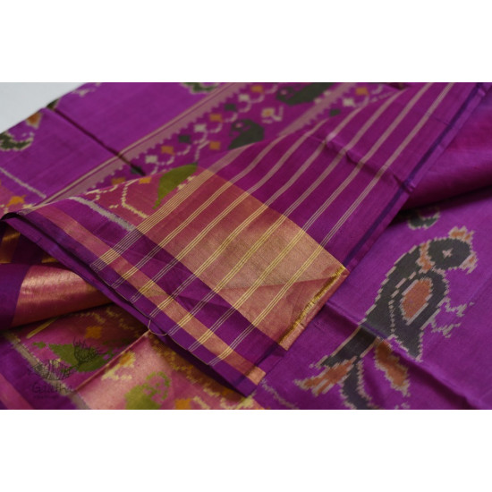 shop Patola Silk Handwoven saree Purple Pink 