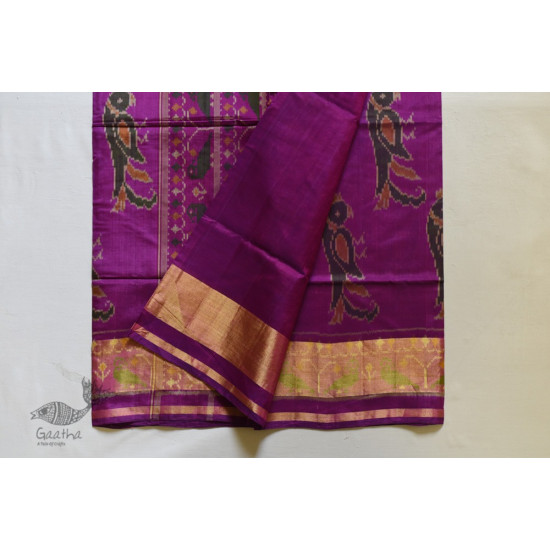 shop Patola Silk Handwoven saree Purple Pink 