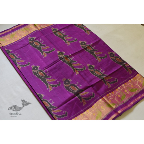 shop Patola Silk Handwoven saree Purple Pink 