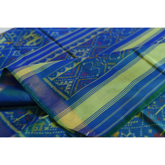 shop Patola Silk Handwoven saree - Blue & Green Dhoop Chhaon