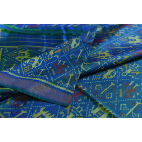 shop Patola Silk Handwoven saree - Blue & Green Dhoop Chhaon