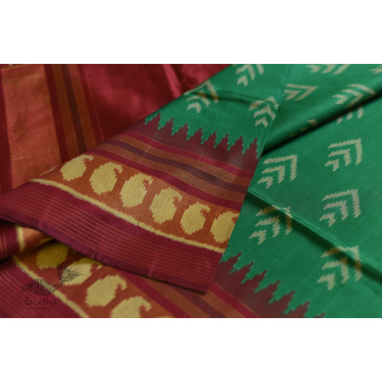 shop Patola Silk Handwoven saree Red & Green