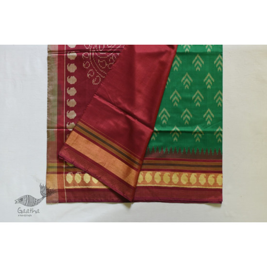 shop Patola Silk Handwoven saree Red & Green