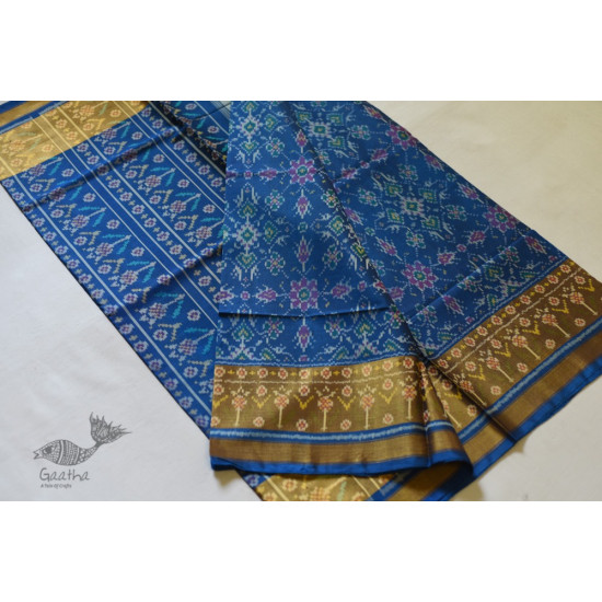 shop Patola Silk Handwoven Blue saree