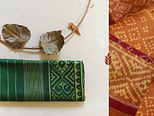 Champa - Chakli . चंपा - चकली | Silk Patola Saree - Golden / Orange Ganga Jamuna Style Patola