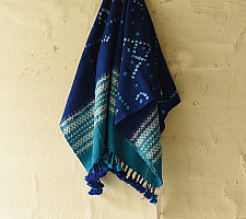Winter's Call ❁ Tie & Dyed | Kutchi Bhujodi Weaving - Bandhani ( Tie-dyed ) Woolen Shawl - Blue