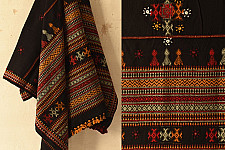 Winter's Call ❁ Woolen Black Shawl With Kutchi Mirror Work