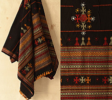 Winter's Call ❁ Woolen Black Shawl With Kutchi Mirror Work