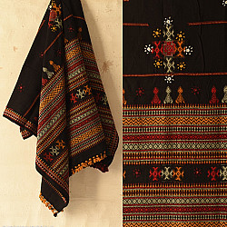 Winter's Call ❁ Woolen Black Shawl With Kutchi Mirror Work