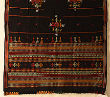 Winter's Call ❁ Woolen Black Shawl With Kutchi Mirror Work