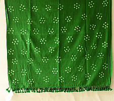 Winter's Call ❁ Tie & Dyed | Kutchi Bhujodi Weaving - Bandhani ( Tie-dyed ) Woolen Shawl - Green