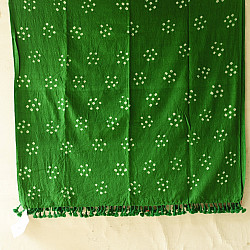 Winter's Call ❁ Tie & Dyed | Kutchi Bhujodi Weaving - Bandhani ( Tie-dyed ) Woolen Shawl - Green