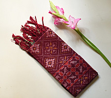 Rasika . रसिका ~ Handloom Patola Silk Cotton Stole - Maroon