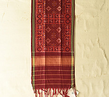 Rasika . रसिका ~ Handloom Patola Silk Cotton Stole - Maroon
