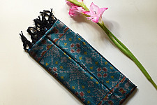 Rasika . रसिका ~ Handloom Patola Silk Cotton Stole - Turquoise Blue