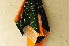 Winter's Call ❁ Tie & Dyed | Kutchi Bhujodi Weaving - Bandhani ( Tie-dyed ) Woolen Shawl - Green & Yellow