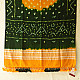 Kutchi Bhujodi Weaving - Bandhani ( Tie-dyed ) Woolen Shawl - Green & Orange