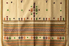 Winter's Call ❁ Woolen Shawl With Kutchi Mirror Work - Off White