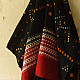 Kutchi Bhujodi Weaving - Bandhani ( Tie-dyed ) Woolen Shawl -  Black & Red