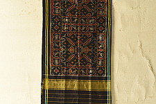 Rasika . रसिका ~ Handloom Patola Silk Cotton Stole - Black 17